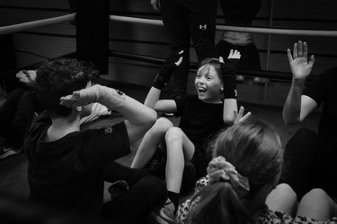 A young person taking part in GRIT’s boxing gym based resilience building activities