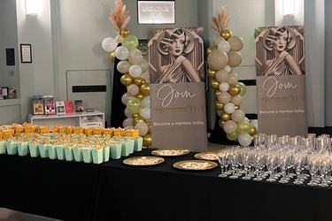 Broadway Cinema's foyer is decorated in Gold and features a beautiful refreshments table for their special launch event.