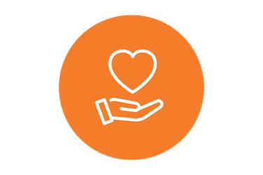 An icon of a hand holding a heart