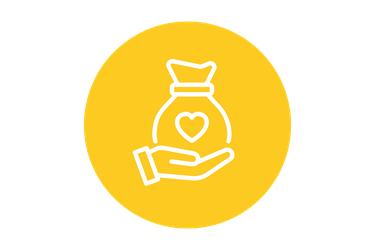 An icon of a hand holding a money bag