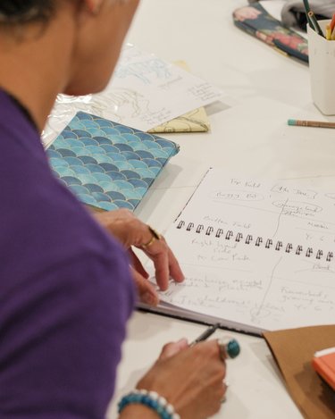 A person taking notes.