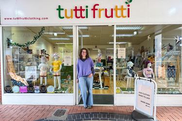 Owner of Tutti Frutti, Ali, stands outside her store in Letchworth.