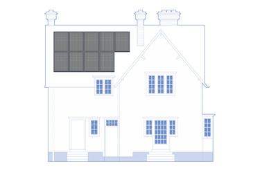 An illustration of solar panels on a Letchworth Heritage Home.