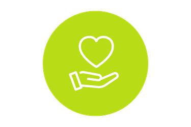 An icon of a hand holding a heart