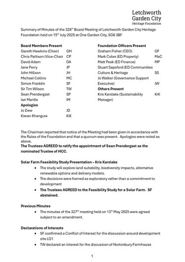 Thumbnail image of the board summary document