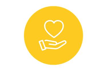 An icon of a hand holding a heart
