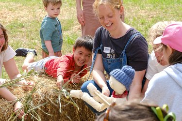 Children play outside at the Lets Go Wild event.