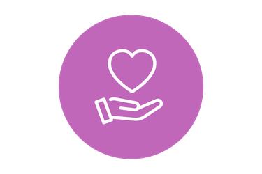 An icon of a hand holding a heart